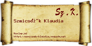 Szmicsák Klaudia névjegykártya
